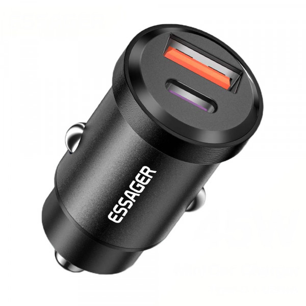 Фото - Автомобильное зарядное устройство Essager Gyroscope Mini 45W Car Charger USB-A + Type-C Black (ECCAC45-TL01-Z) Фото - Автомобильное зарядное устройство Essager Gyroscope Mini 45W Car Charger USB-A + Type-C Black (ECCAC45-TL01-Z)