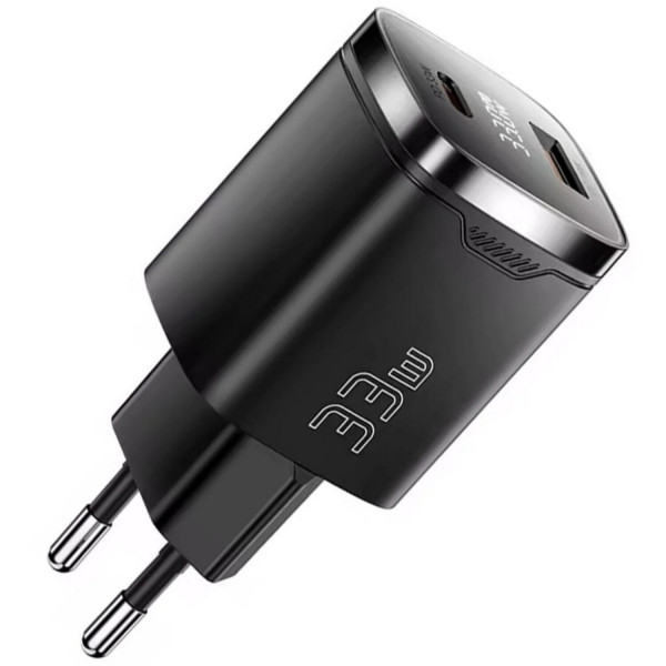 Фото - Сетевое зарядное устройство Essager Gamet 33W GaN digital display A+C Black (ECT33W-GMB01-Z)