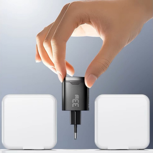 Фото - Сетевое зарядное устройство Essager Gamet 33W GaN digital display A+C Black (ECT33W-GMB01-Z)