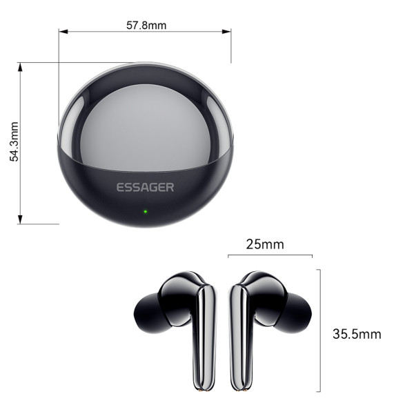 Фото - Наушники вкладыши беспроводные TWS Essager Yuexin ANC Double TWS Bluetooth Earphones Black (EEJTWS-YX01-Z)