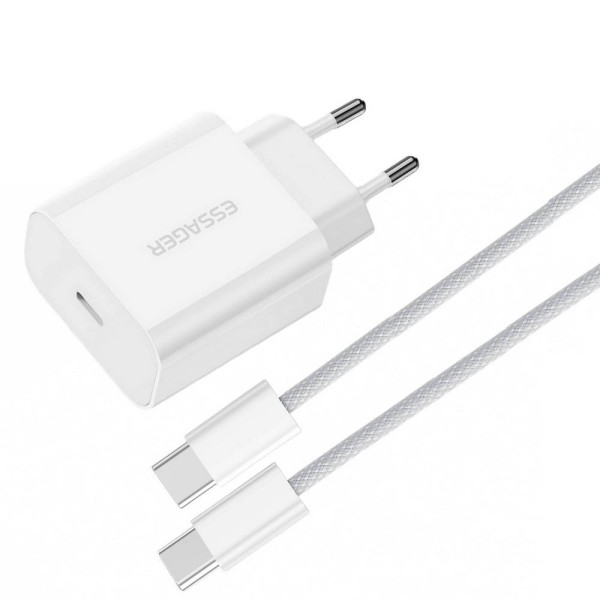Фото - Сетевое зарядное устройство Essager Vanjane Travel Phone Charger Set PD20W with C-C 60W data cable (EFJB02-JSTT2-T)