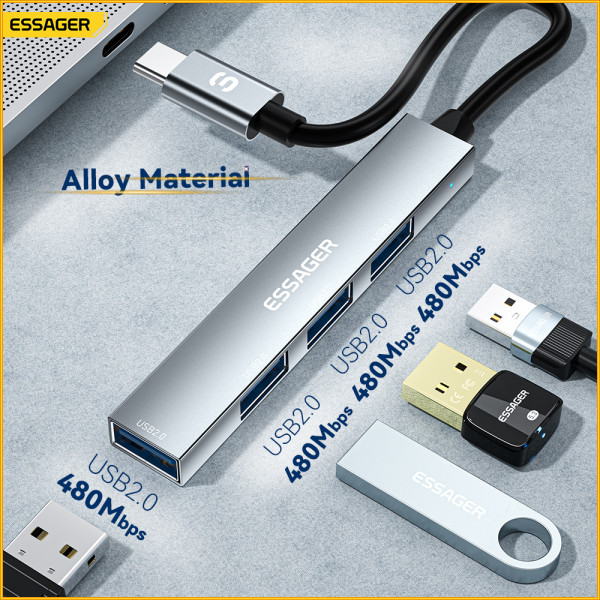 Фото - Хаб USB Essager Fengyang  4 in 1 Splitter USB-C port (EHBC04-FY10-P)