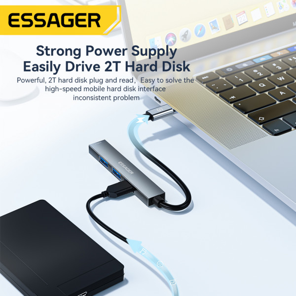 Фото - Хаб USB Essager Fengyang  4 in 1 Splitter USB-C port (EHBC04-FY10-P)