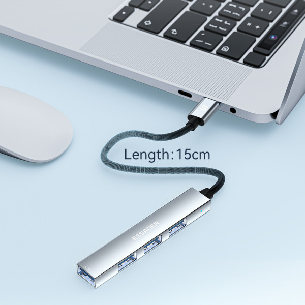 Фото - Хаб USB Essager Fengyang  4 in 1 Splitter USB-C port (EHBC04-FY10-P)