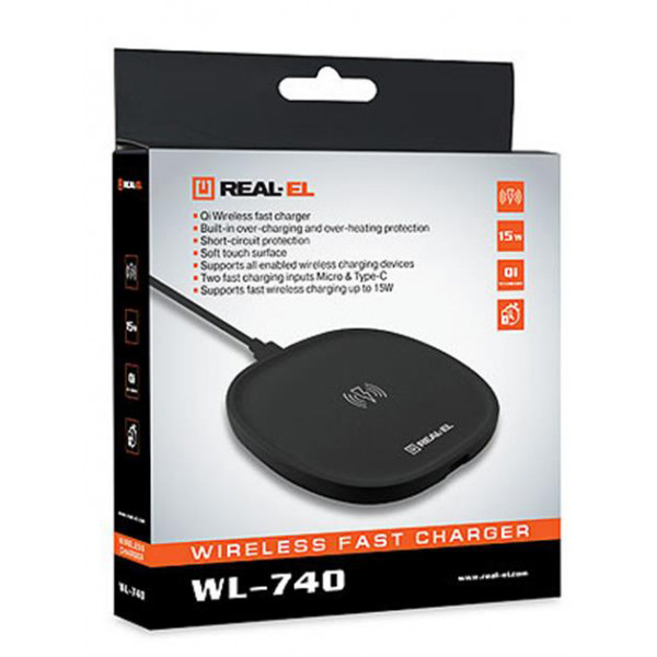 Фото - Беспроводное зарядное устройство REAL-EL WL-740 Black (EL123160019)