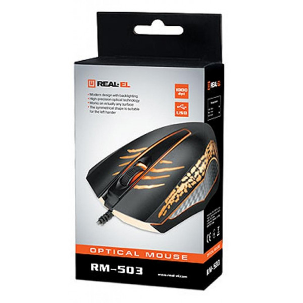 Фото - Мышь проводная REAL-EL RM-503 Black USB (EL123200024)