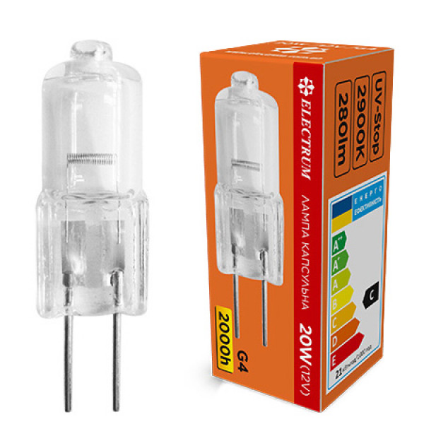 Фото - Лампочка галогенная Electrum 20W 12V G4 A-HC-0115