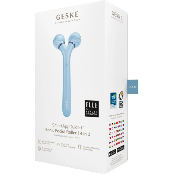 Фото - Электронный звуковой ролик для лица GESKE Sonic Facial Roller 4 в 1 аквамарин (GK000040AQ01)