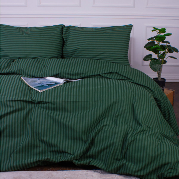 Фото - Комплект постельного белья MirSon Ranforce Elite 17-0612 Stripe Emerald 160х220 (2200008201289)