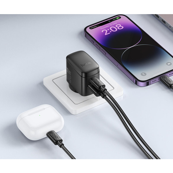 Фото - Сетевое зарядное устройство HOCO CS61A Bright PD30W+QC3.0 charger set (C to iP)(EU) Black (6942007638432)