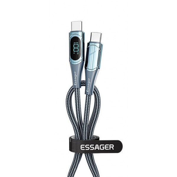 Фото - Кабель синхронизации данных Essager LED Digital Display Fast Charging 100W USB Type С  1m Blue (ES-XCTT1-YD03)