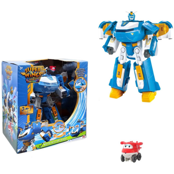 Фото - Робот-трансформер Super Wings Transforming Aircraft Воздушная База Робот свет звук (EU760888)