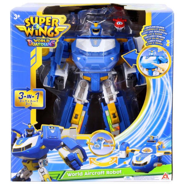 Фото - Робот-трансформер Super Wings Transforming Aircraft Воздушная База Робот свет звук (EU760888)