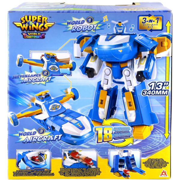Фото - Робот-трансформер Super Wings Transforming Aircraft Воздушная База Робот свет звук (EU760888)