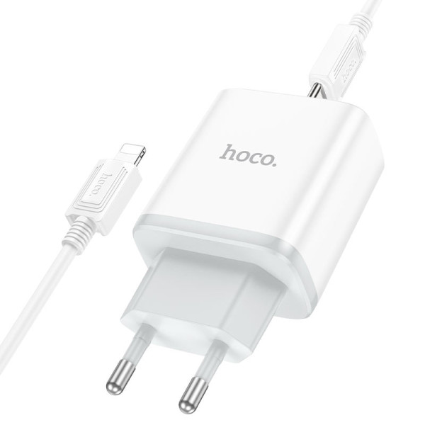 Фото - Сетевое зарядное устройство HOCO C105A PD20W+QC3.0 charger set (C to iP)(EU) White (6931474782939)