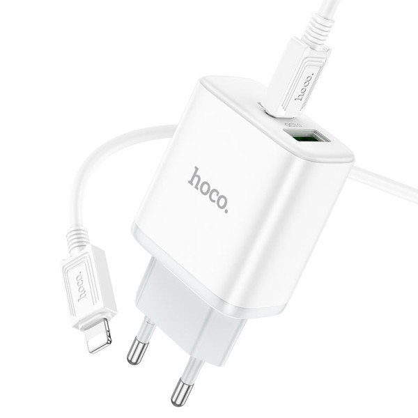Фото - Сетевое зарядное устройство HOCO C105A PD20W+QC3.0 charger set (C to iP)(EU) White (6931474782939)