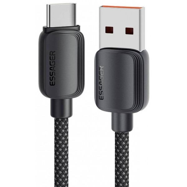 Фото - Кабель синхронизации данных Essager Breeze USB Cable USB-A to Type C 1M Black 100W (EXC7A-WL01-P)
