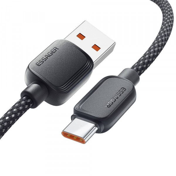 Фото - Кабель синхронизации данных Essager Breeze USB Cable USB-A to Type C 1M Black 100W (EXC7A-WL01-P)