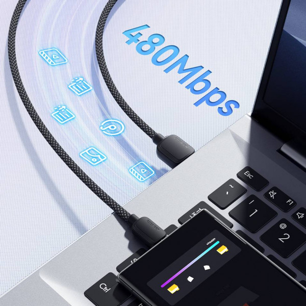 Фото - Кабель синхронизации данных Essager Breeze USB Cable USB-A to Type C 1M Black 100W (EXC7A-WL01-P)