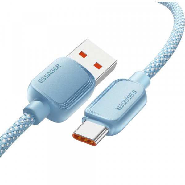 Фото - Кабель синхронизации данных Essager Breeze USB Cable USB-A to Type C 1M Blue 100W (EXC7A-WL03-P)