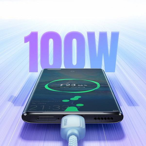 Фото - Кабель синхронизации данных Essager Breeze USB Cable USB-A to Type C 1M Blue 100W (EXC7A-WL03-P)