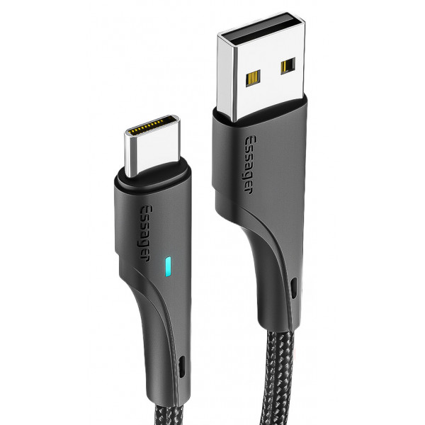 Фото - Кабель синхронизации данных Essager Rousseau 3A Fast Charging USB Type C Cable 0.25m Black (EXCT-LSB01)