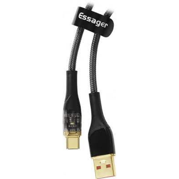 Фото - Кабель синхронизации данных Essager Interstellar Transparent Design USB Charging Cable USB A to Type C 7A 2m Black (EXCT-XJA01-P)