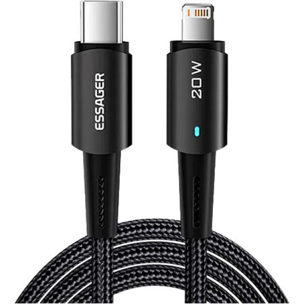 Фото - Кабель синхронизации данных Essager Sunset Type-C to Lightning 20W USB Charging Cable 1m Black (EXCTL-CG01)