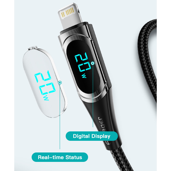Фото - Кабель синхронизации данных Essager LED Digital Display PD 20W Fast Charging Type C to Lightnining USB Cable 1m Black (EXCTL-YD01)