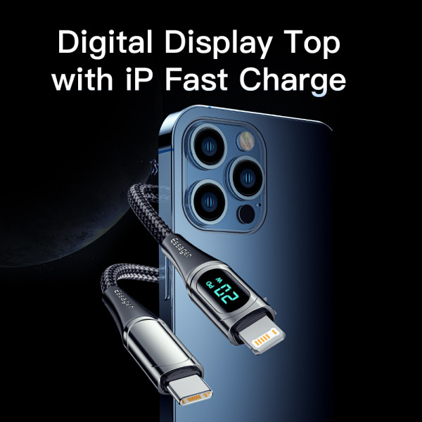 Фото - Кабель синхронизации данных Essager LED Digital Display PD 20W Fast Charging Type C to Lightnining USB Cable 1m Black (EXCTL-YD01)