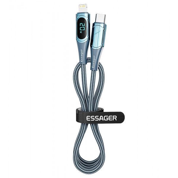 Фото - Кабель синхронизации данных Essager LED Digital Display PD 20W Fast Charging Type C to Lightnining USB Cable 2m Blue (EXCTL-YDA03)