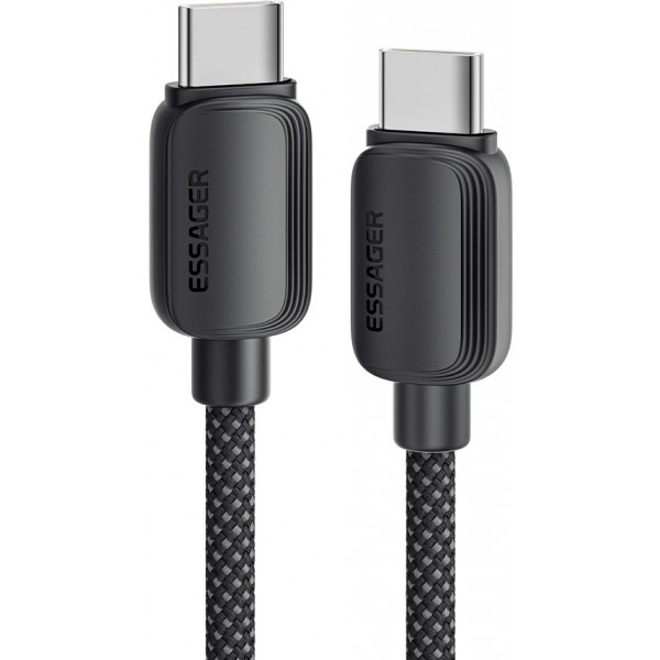 Фото - Кабель синхронизации данных Essager Breeze USB Cable Type C to Type C 1M Black 100W (EXCTT1-WL01-P)