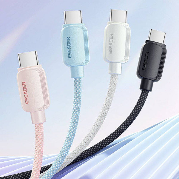 Фото - Кабель синхронизации данных Essager Breeze USB Cable Type C to Type C 1M White 100W (EXCTT1-WL02-P)