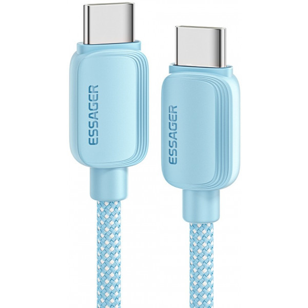 Фото - Кабель синхронизации данных Essager Breeze USB Cable Type C to Type C 2M Blue 100W (EXCTT1-WLA03-P)