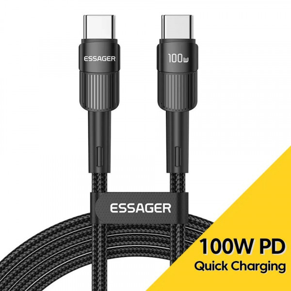 Фото - Кабель синхронизации данных Essager Star 100W USB Charging Cable Type C to Type C 0.5m Black (EXCTT1-XCB01)