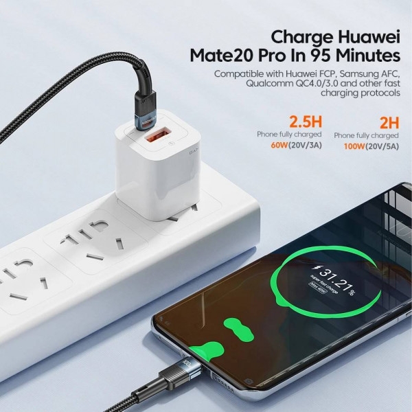 Фото - Кабель синхронизации данных Essager Star 100W USB Charging Cable Type C to Type C 0.5m Black (EXCTT1-XCB01)