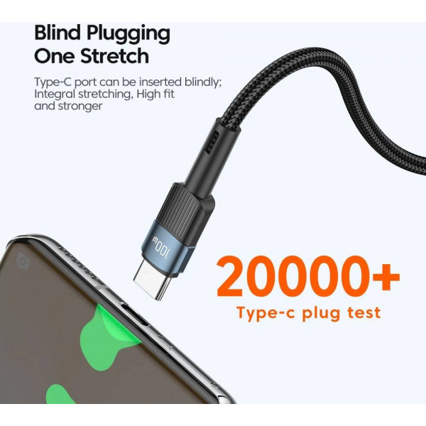 Фото - Кабель синхронизации данных Essager Star 100W USB Charging Cable Type C to Type C 0.5m Black (EXCTT1-XCB01)