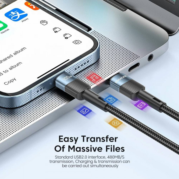 Фото - Кабель синхронизации данных Essager Star 100W USB Charging Cable Type C to Type C 0.5m Black (EXCTT1-XCB01)