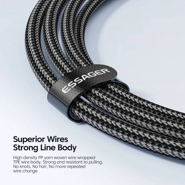 Фото - Кабель синхронизации данных Essager Star 100W USB Charging Cable Type C to Type C 0.5m Black (EXCTT1-XCB01)