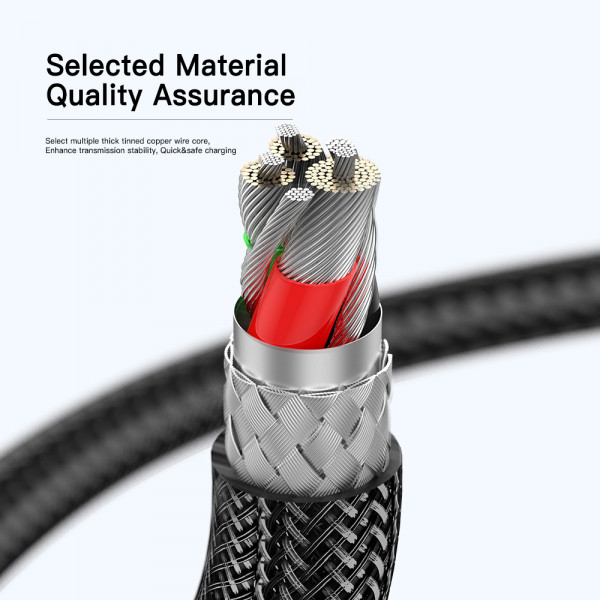 Фото - Кабель синхронизации данных Essager Interstellar Transparent Design USB Charging Cable Type C to Type C 100W 2m Black (EXCTT1-XJA01-P)