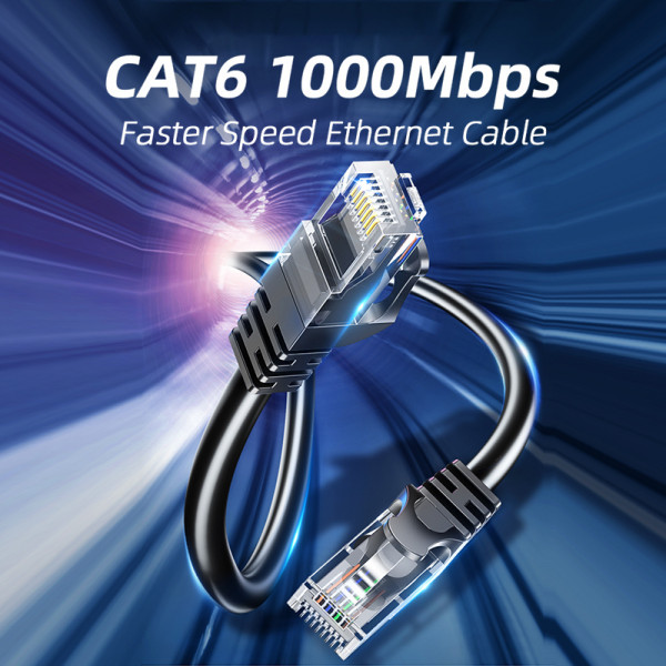 Фото - Кабель патч-корд Essager TopSpeed Cable Ethernet Cat6 RJ45 Splitter Network Flat Cable 3m Black (EXCWXB-JSC01)
