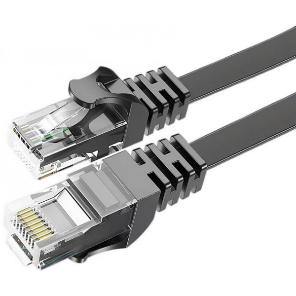 Фото - Кабель патч-корд Essager TopSpeed Cable Ethernet Cat6 RJ45 Splitter Network Flat Cable 3m Black (EXCWXB-JSC01)
