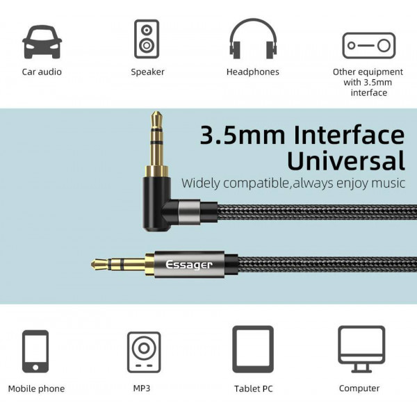 Фото - Кабель 3.5 мм - 3.5 мм Essager AUX Cable 3.5mm Jack Audio Cable 3.5 mm Jack Hifi Aux 1.5m (EYP35-WTA01)
