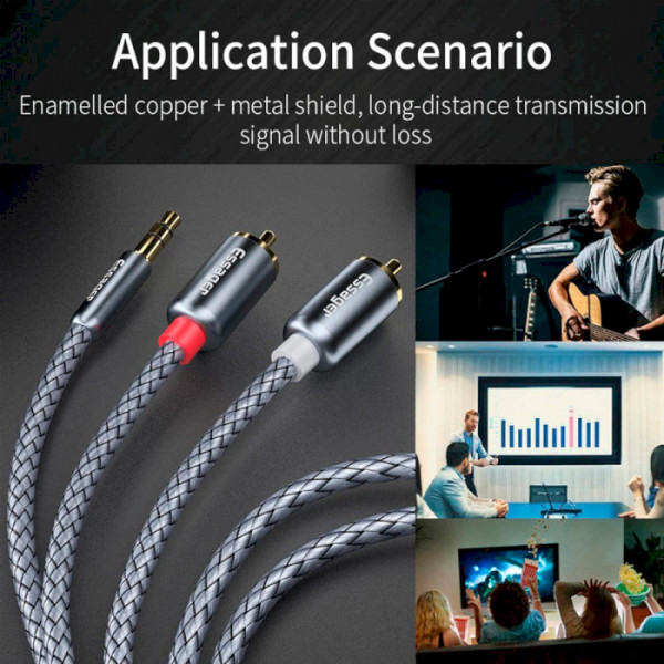Фото - Кабель 3.5 мм - RCA Essager Jack 3.5 to 2 RCA 1m (EYPZJ-MY0H)