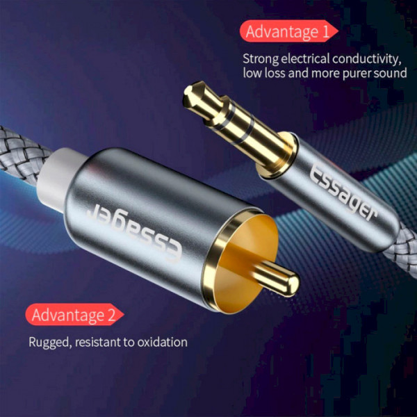 Фото - Кабель 3.5 мм - RCA Essager Jack 3.5 to 2 RCA 1m (EYPZJ-MY0H)