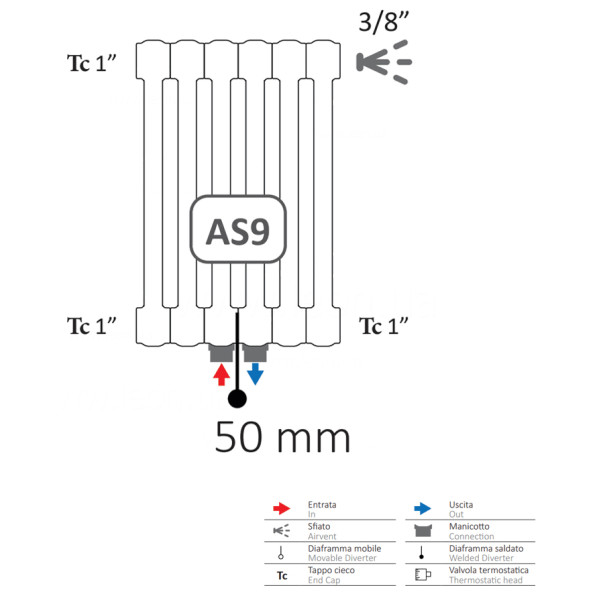 Фото - Радиатор отопления Cordivari ARDESIA COL.2 EL. 8 H2000 AS9 F04 GRIGIO GRAFITE (AR2082000S09F04A)