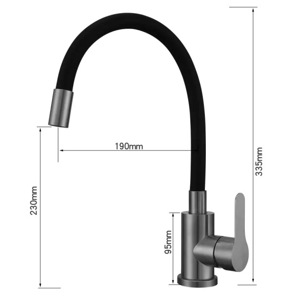 Фото - Смеситель кухонный Ventolux KFF04 PVD BK/BK
