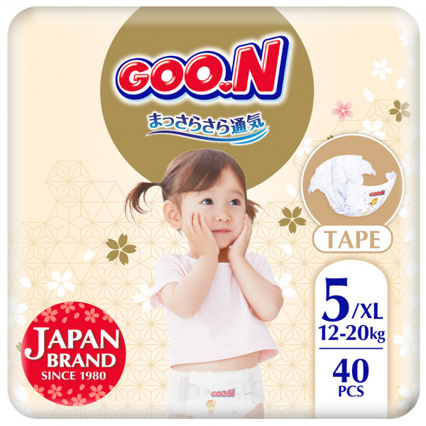 Фото - Одноразовые подгузники Goo.N Premium Soft на липучках Размер 5(XL) (12-20 кг), 40 шт. (F1010101-150) Фото - Одноразовые подгузники Goo.N Premium Soft на липучках Размер 5(XL) (12-20 кг), 40 шт. (F1010101-150)