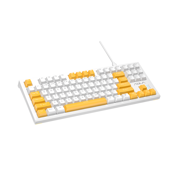 Фото - Клавиатура проводная Aula F3032 White keycaps, plus 21 Yellow keys KRGD Red EN/UA (6948391204680)