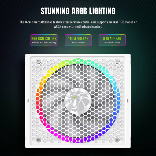 Фото - Блок питания для ПК Gamemax RGB 1050G WH